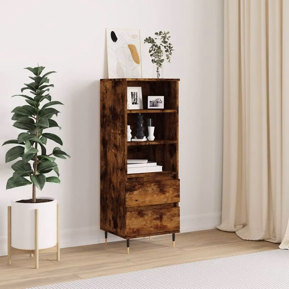Berkfield Home Smoked Oak Highboard in Brown, W/D/H: 40 x 36 x 110 cm – 2