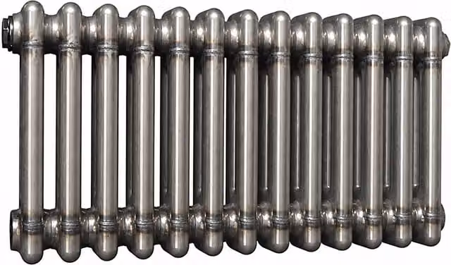 Lux Heat Horizontal 2 Column Steel Radiator in Silver Grey, W: 60.5 cm, H: 30 cm