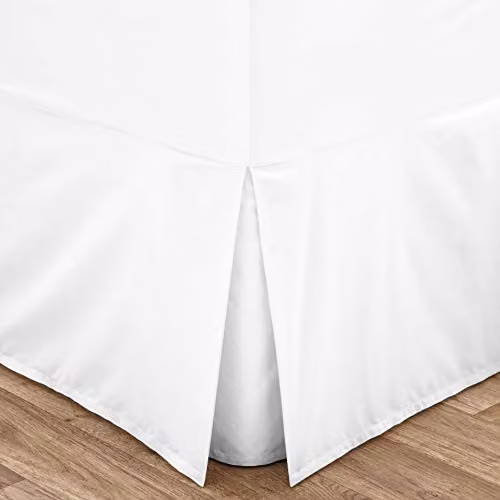 Catherine Lansfield Easy Iron Percale Cotton Fitted Valance Sheet, White, W: 150 cm x D: 200 cm