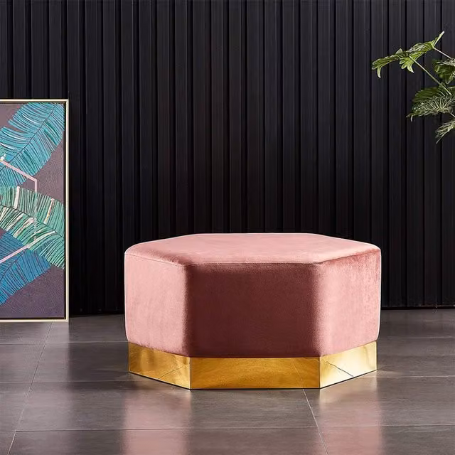Life Interiors Amore Modern XL LUX Velvet Pouffe Footstool in Pink