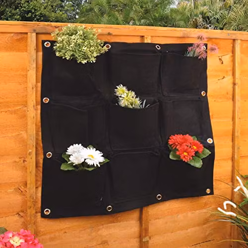Burwells 9 Pocket Vertical Wall Planter in Black, W/H: 70 x 70 cm – 3