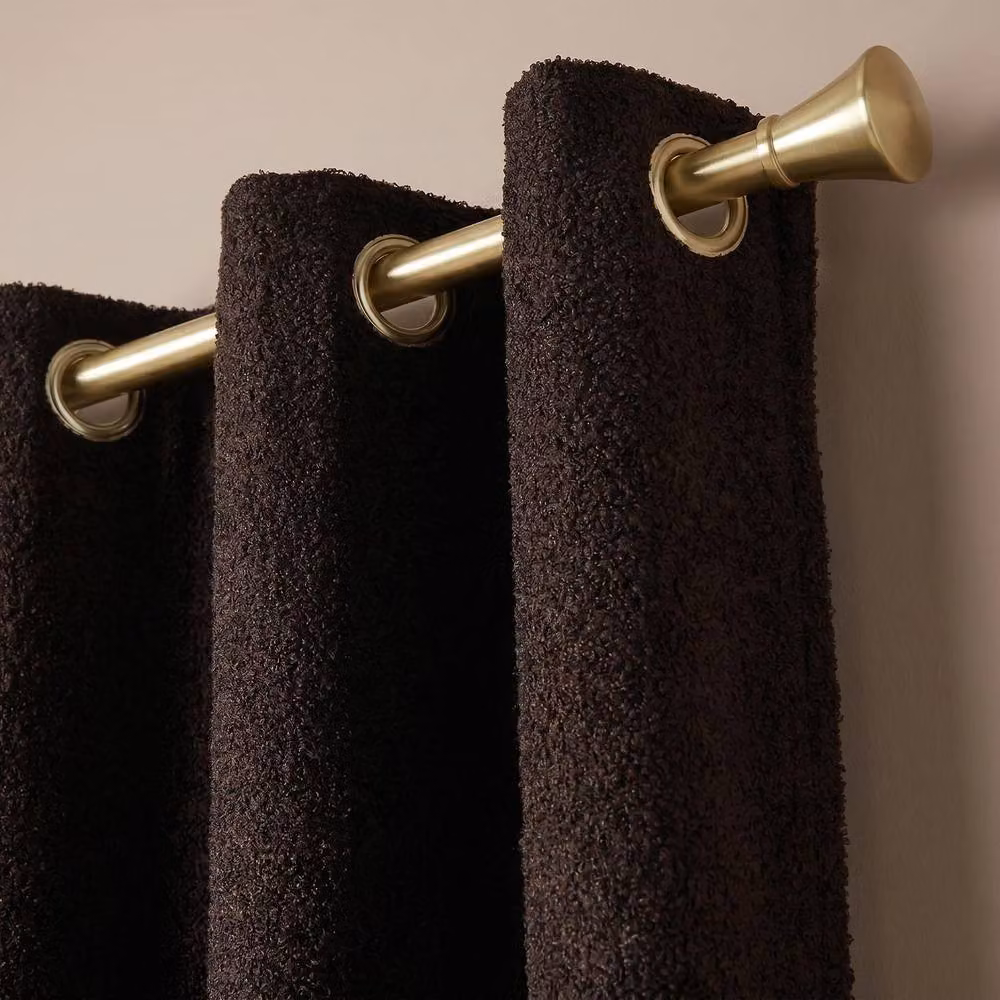 OHS Pair of Brown Boucle Blackout Eyelet Curtains, Width: 228 cm, Drop: 228 cm – 3
