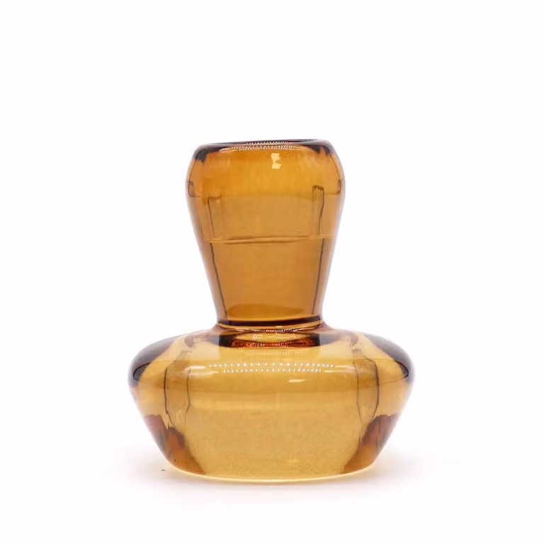 Serenityy Antique Amber Mushroom Flip Dinner Candle and Tealight Holder in Orange and Brown Glass
