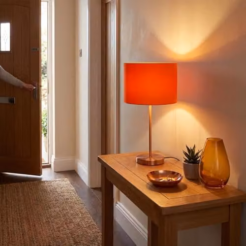 Happy Homewares Orange Cotton Fabric Round Pendant Lamp Shade, W: 18 cm, H: 25 cm – 3
