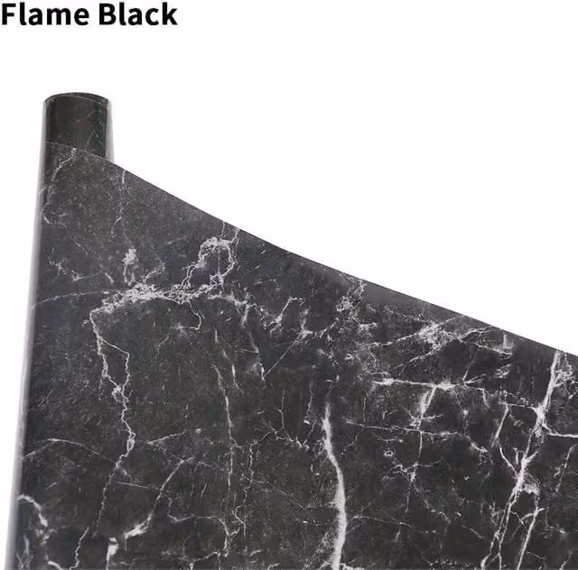 Kelvenix Flame Black Self-Adhesive Marble Wall Sticker Tiles, 0.6 m2