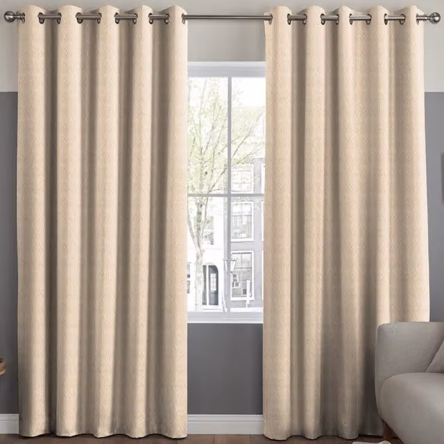 Simply Collection Modern Blackout Fabric Panel Curtain in Beige with Eyelets