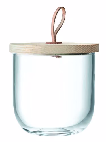 LSA International Ivalo Glass Container with Ash Lid, Transparent, H: 15.5 cm, W: 15.24 cm, D: 15.24 cm