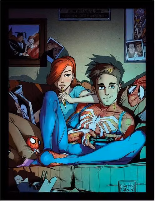 Spider-Man Peter and Mary Multicolour Framed Paper Poster