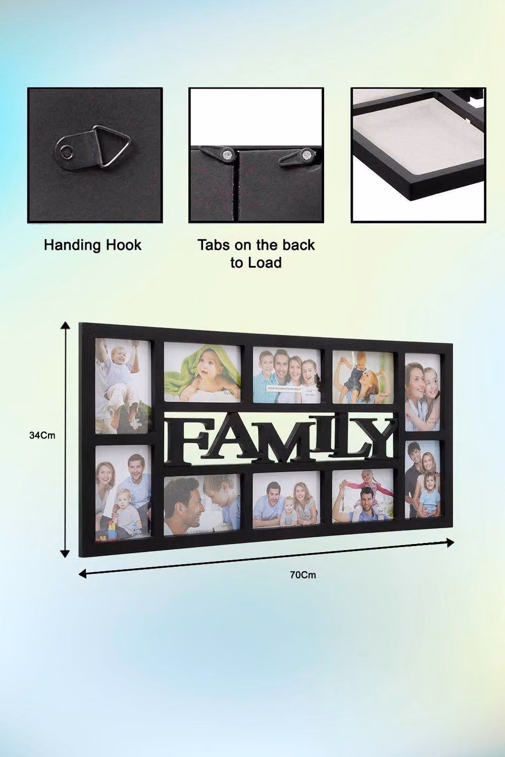 Arpan Modern Multi Aperture Family Photo Frame in Black – 2