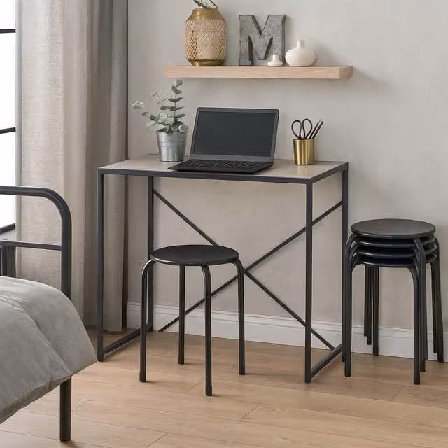 Harbour Housewares Matt Black Metal Stacking Stool