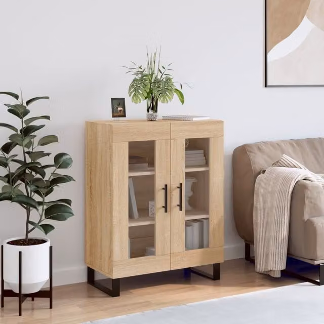 Berkfield Home Sonoma Oak Sideboard in Brown, W: 69.5 cm, D: 34 cm, H: 90 cm