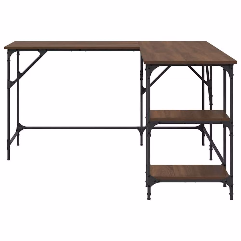Berkfield Home Brown Oak Corner Desk, W/D/H: 139 x 139 x 75 cm – 3