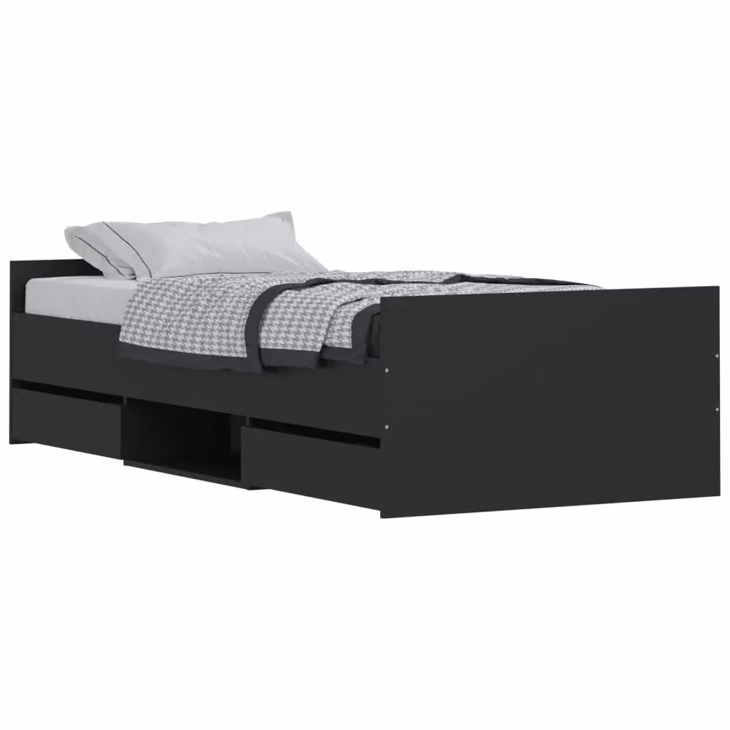 Berkfield Home Single Bed Frame with Headboard, Footboard and Drawers, Black, W/D/H: 90 x 190 cm – 2