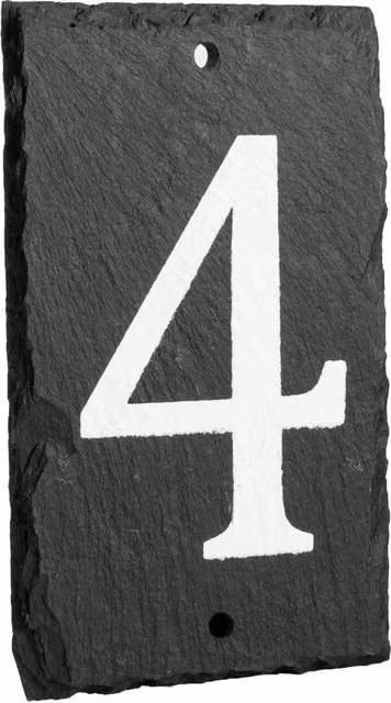 Nicola Spring Rustic Natural Solid Slate House Number 4 Plaque in Grey, W/H: 9 x 14.5 cm – 7