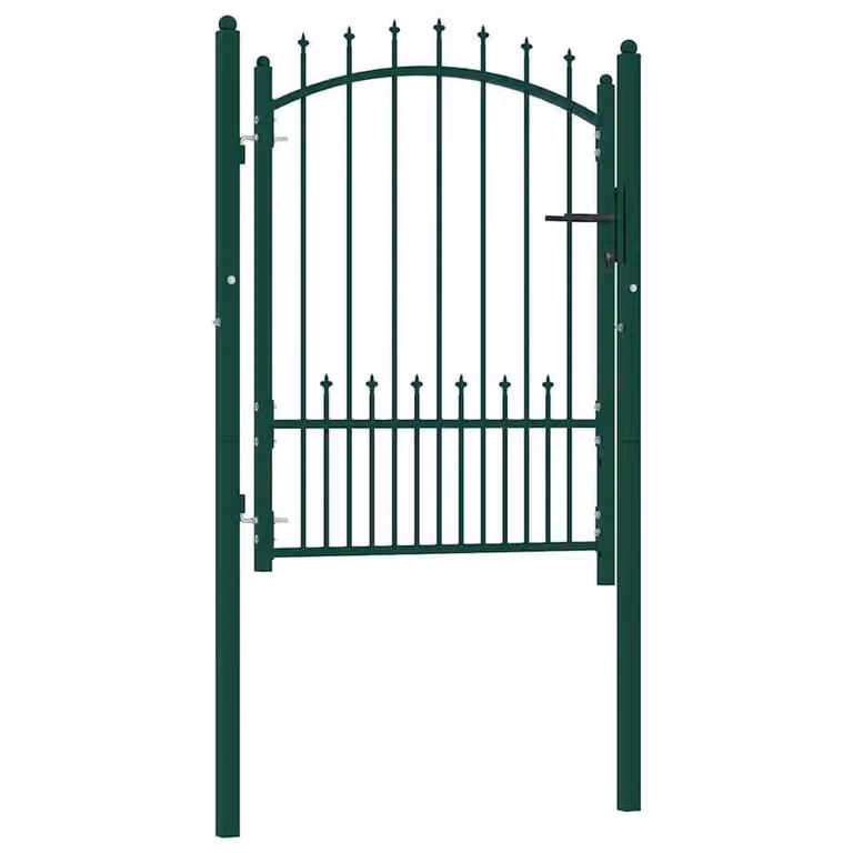 Berkfield Home Sturdy Steel In-Ground Fence Gate with Spikes, Green, W: 102 cm, H: 125 cm