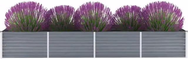 Berkfield Home Garden Galvanised Steel Raised Bed in Grey, W: 320 cm, D: 80 cm, H: 45 cm