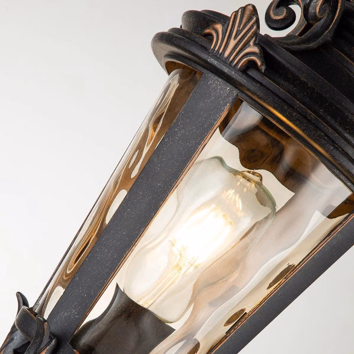 Netlighting Baltimore Medium Outdoor Pedestal Lantern in Weathered Bronze and Brown, IP44, E27 – 3