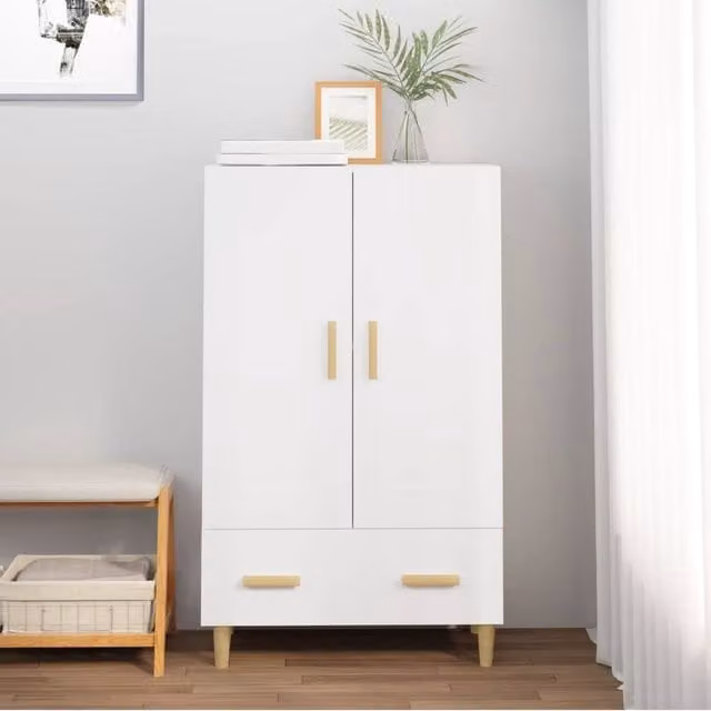 Berkfield Home Scandinavian White MDF Highboard with Internal Drawers and Shelves W/D/H: 70 x 31 x 115 cm