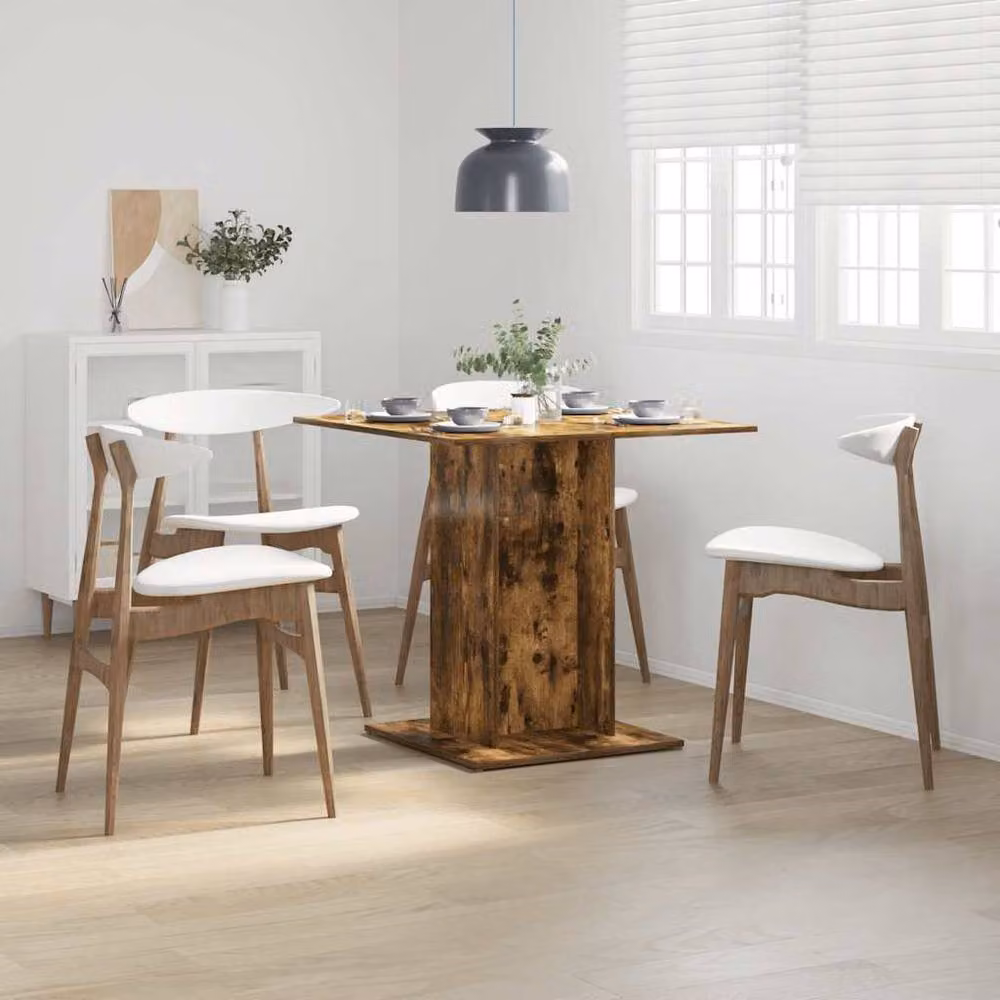 Berkfield Home Smoked Oak Square Dining Table in Brown, W/D/H: 80 x 80 x 75 cm – 2
