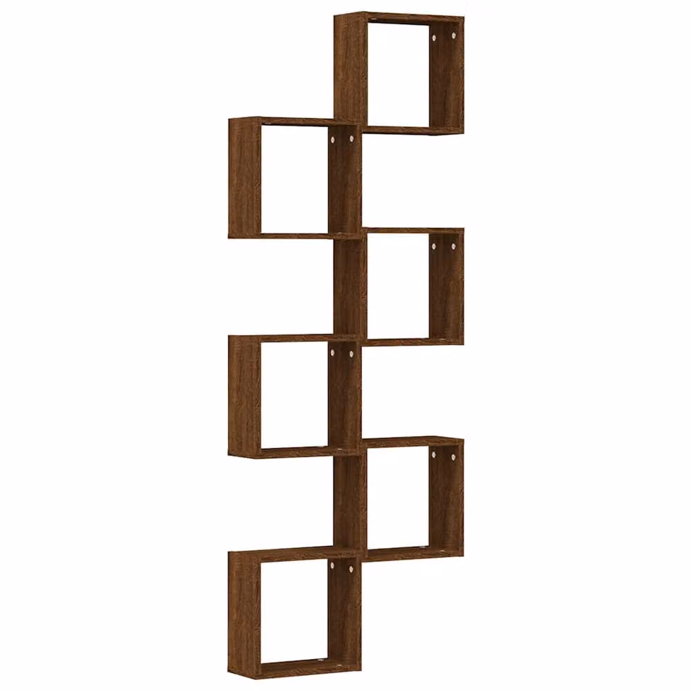 Berkfield Home Wall Mounted Cube Shelves, 6 Piece Set, Brown Oak, W/D/H: 30 x 15 x 30 cm – 4