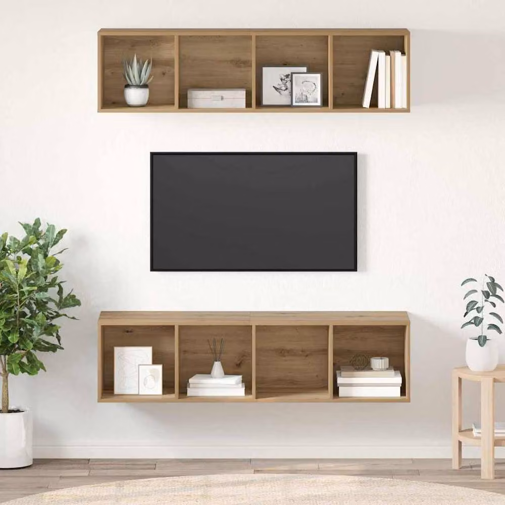 Berkfield Home Modern Artisan Oak 2 Piece Set in Brown, W/D/H: 37 x 37 x 142.5 cm – 2