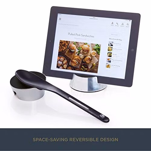 MasterClass Smart Space 2-in-1 Reversible Tablet Stand and Spoon Rest in Black and Silver, W/D/H: 9.5 x 8 x 4 cm – 3