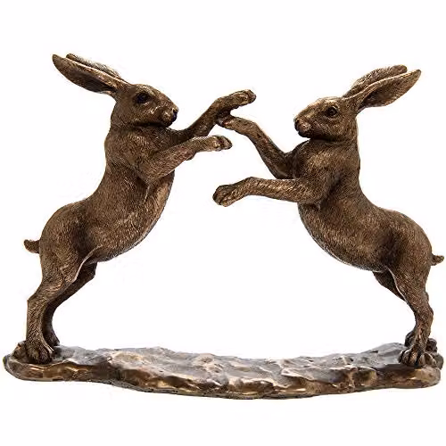 Leonardo Reflections Bronze Effect Boxing Hares Animal Figurine – 5