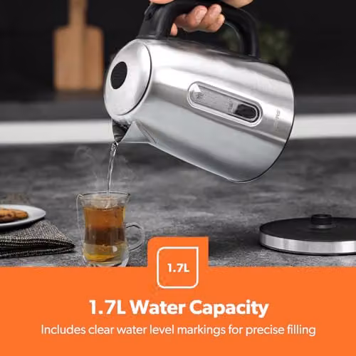 Geepas Stainless Steel Illuminating Electric Kettle 1.7L and 2 Slice Bread Toaster Combo Set in Blue – 2