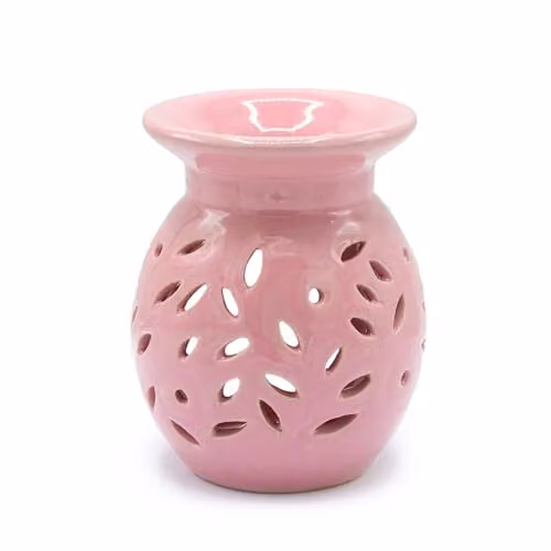 KDMD Floral Ceramic Rose Oil Burner in Pink