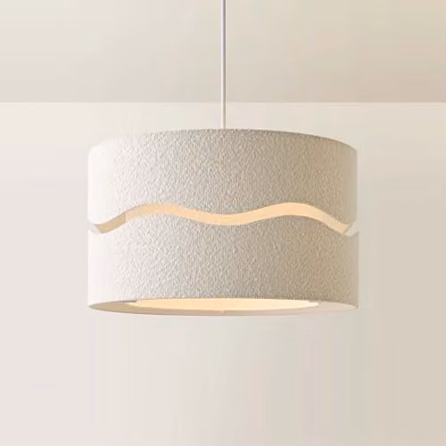 ValueLights Livie Boucle XL Easy Fit Ceiling or Floor Lamp Shade in Beige/Sand, Diameter: 50 cm – 1