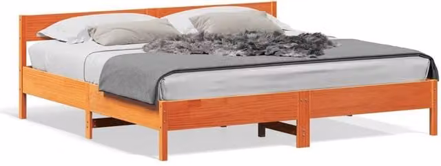 Berkfield Home Super King Solid Wood Pine Bed Frame in Brown Waxed Finish, 180 x 200 cm