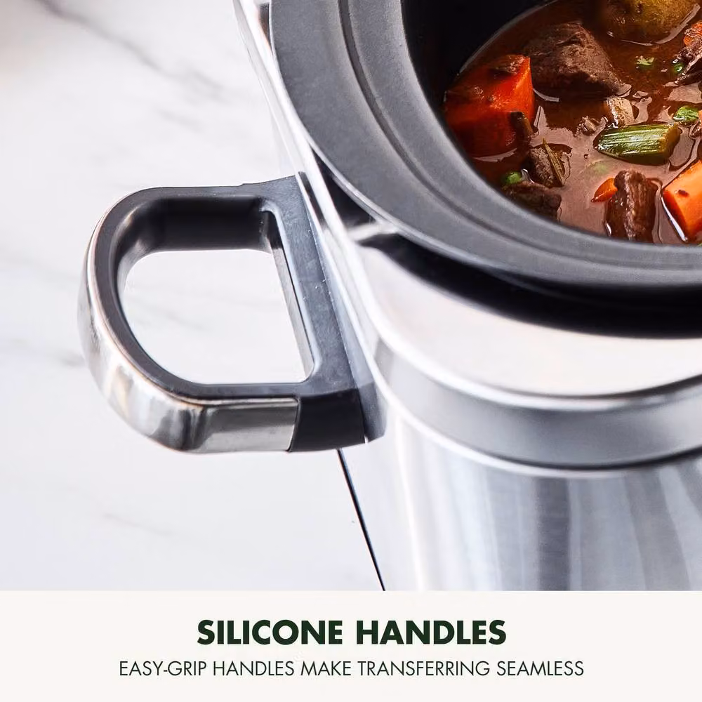 GreenPan Elite 8-in-1 6L Slowcooker with PFAS-Free Ceramic Non-stick Coating in Silver – 5