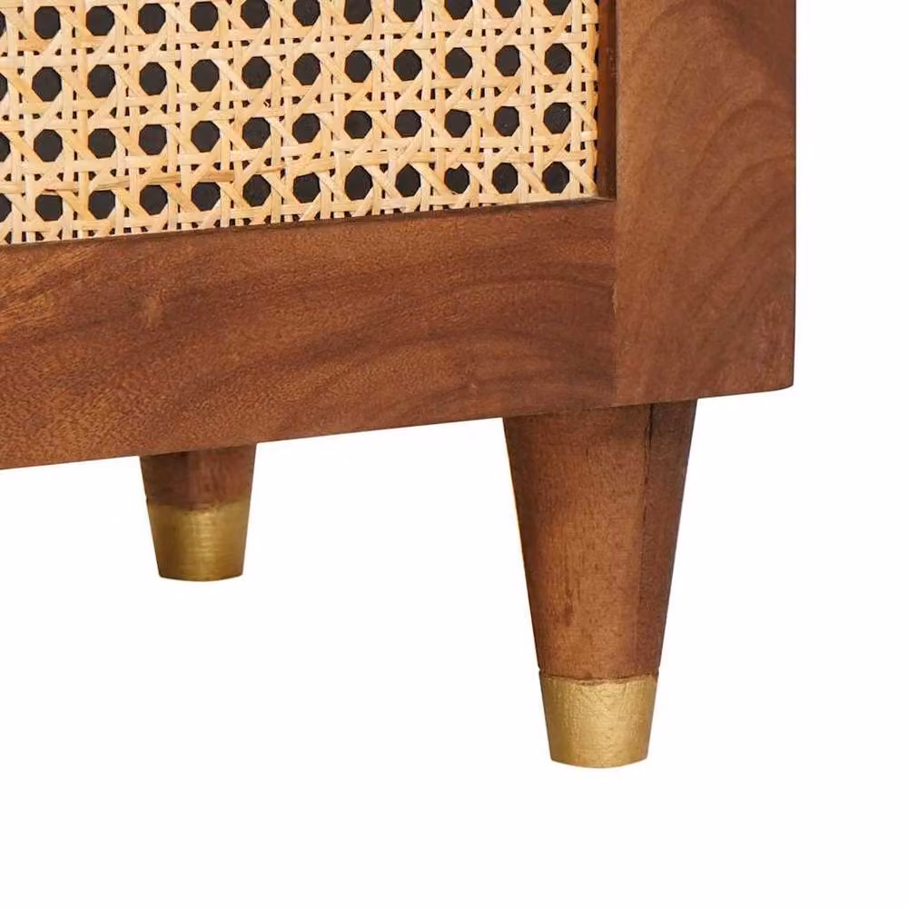 Berkfield Brown Cane and Solid Mango Wood Home Media Storage Cabinet – 6