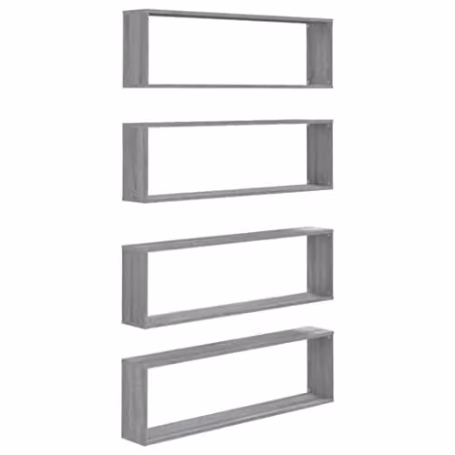 vidaXL Set of 4 Wall Mounted Cube Shelves in Grey, W/D/H: 100 x 30 x 30 cm – 1
