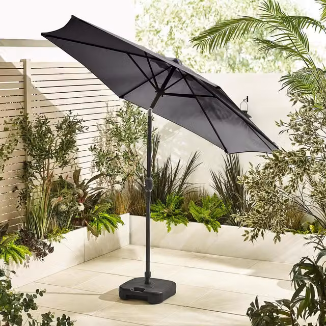 FurnitureboxUK Vertical Garden Parasol Base Set in Grey with UPF 50 Polyester Canopy