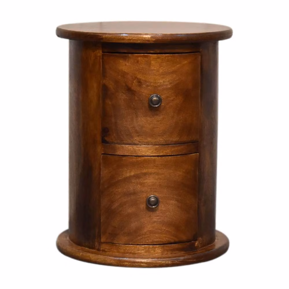 Wyld Haus Olbia Mini Drum Chest 2 Drawer Mango Wood in Brown W/D/H: 40 x 32 x 32 cm – 2