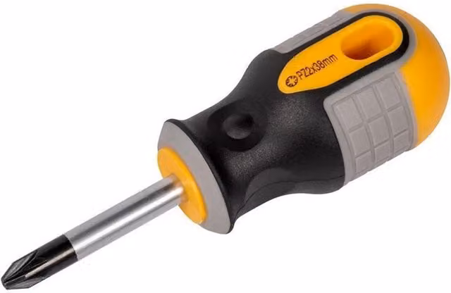 Roughneck Stubby Pozidriv Pz2 Screwdriver, 38mm, Multicolour
