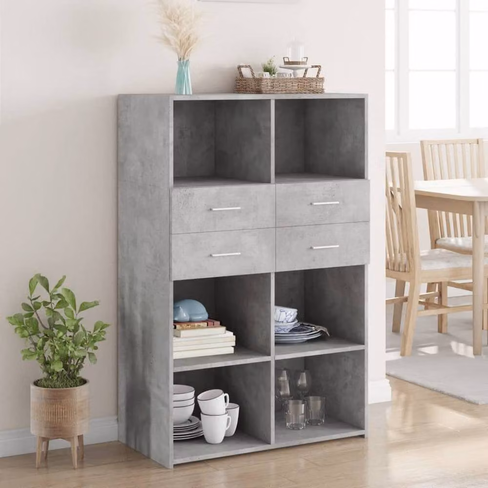 Berkfield Home Highboard in Concrete Grey, W/D/H: 80 x 42.5 x 124 cm – 2