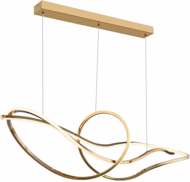 Netlighting Iduna LED Pendant Ceiling Light in Gold/Brass, Height Adjustable and Dimmable