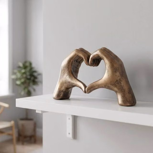 Garden Greatness Bronze Heart Hands Metal Tabletop Sculpture, Multicolour