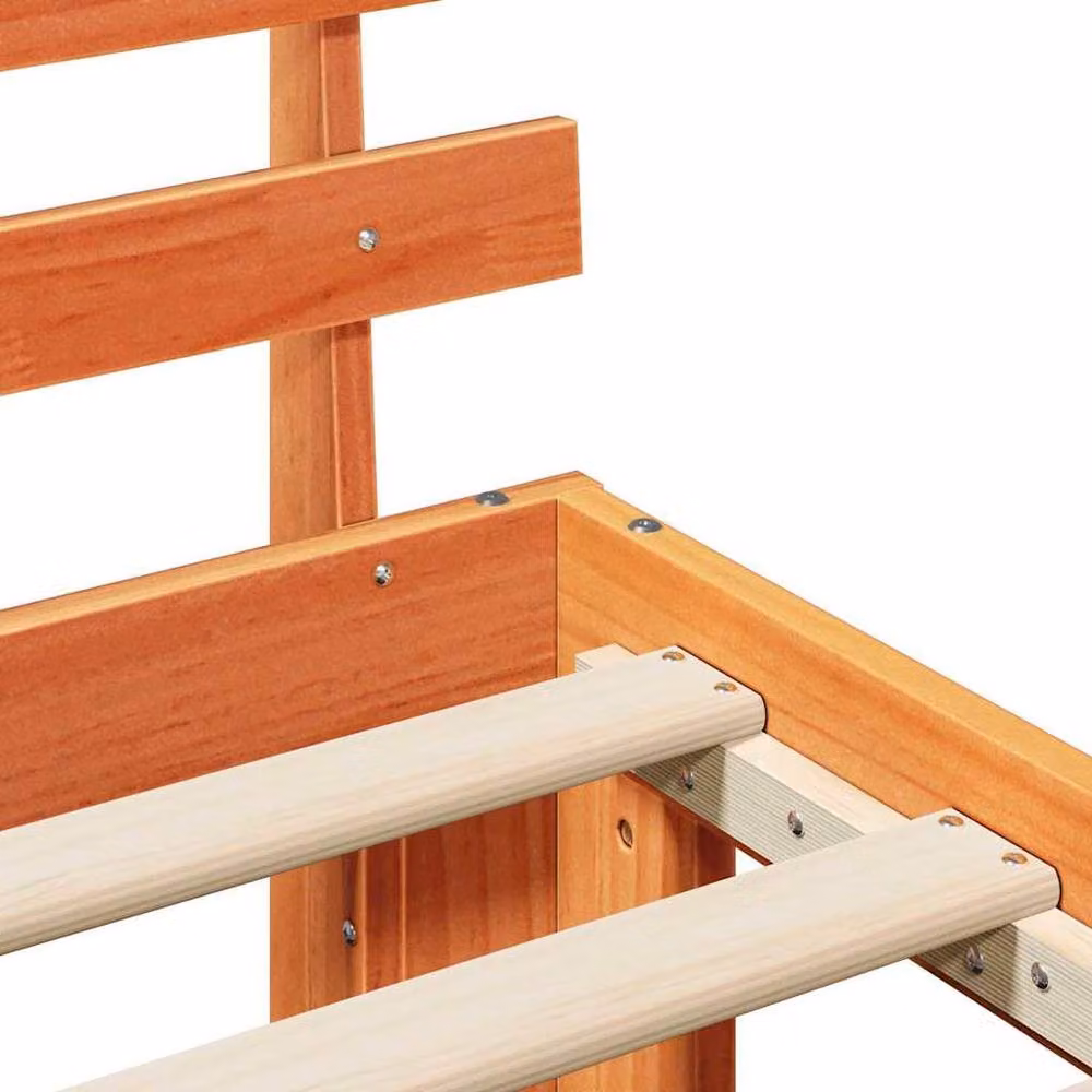 Berkfield Home Solid Pine Wood Bed Frame in Wax Brown, 200 x 200 cm – 2