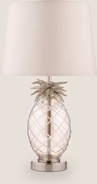 Laura Ashley Pineapple Glass Table Lamp in Champagne and Gold with Chrome Details