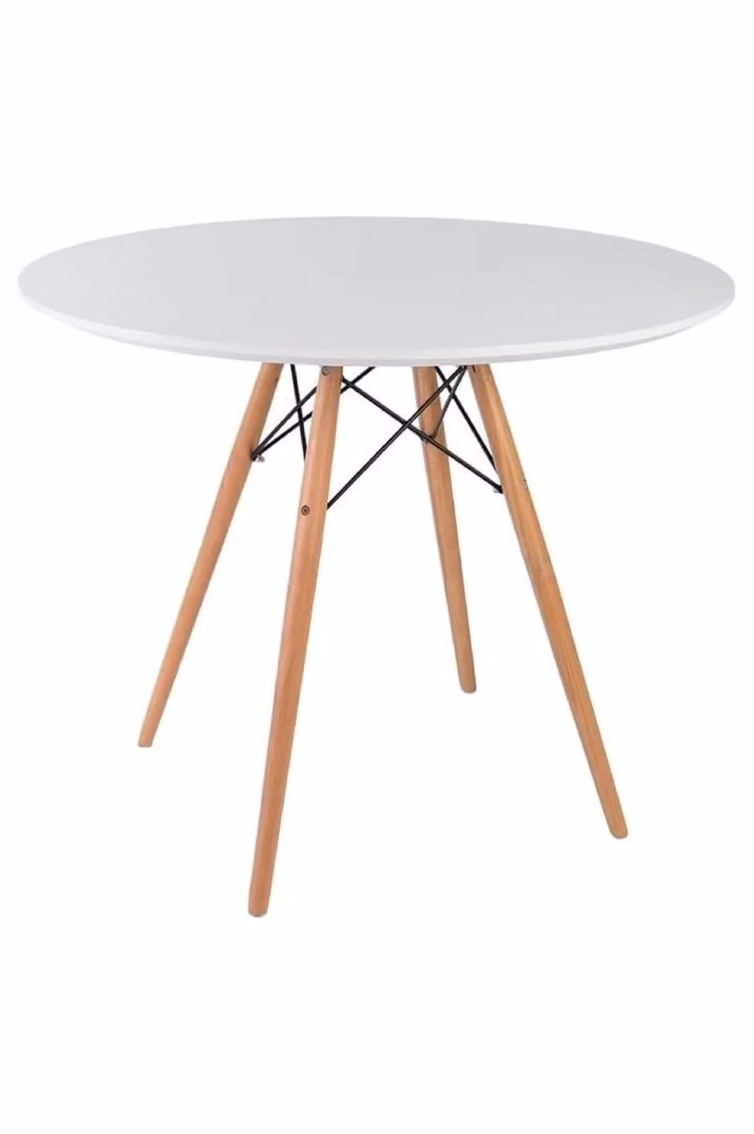 Fusion Living Soho White Circular Dining Table with Beech Wood Legs – 2