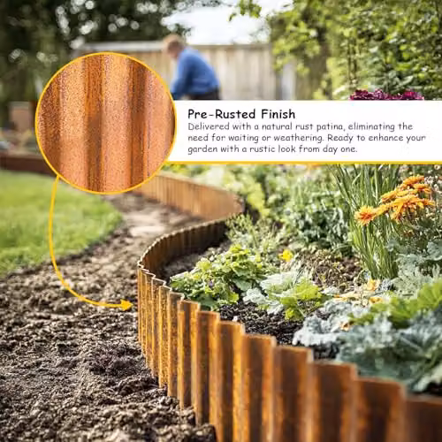 Nicoman Heavy Duty Corrugated Metal Garden Border Edging Roll in Bronze – 5