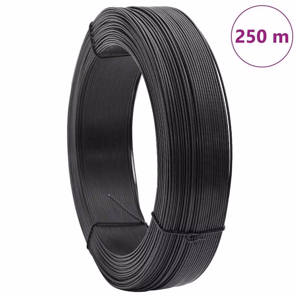 Berkfield Home Plastic Coated Steel Fence Binding Wire, Anthracite Black, 250 m, 1.4/2 mm – 7