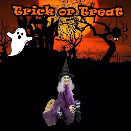 VFM e-Store Animated Kicking Leg Witch Halloween Light Decoration, Purple, Height: 90 cm – 4