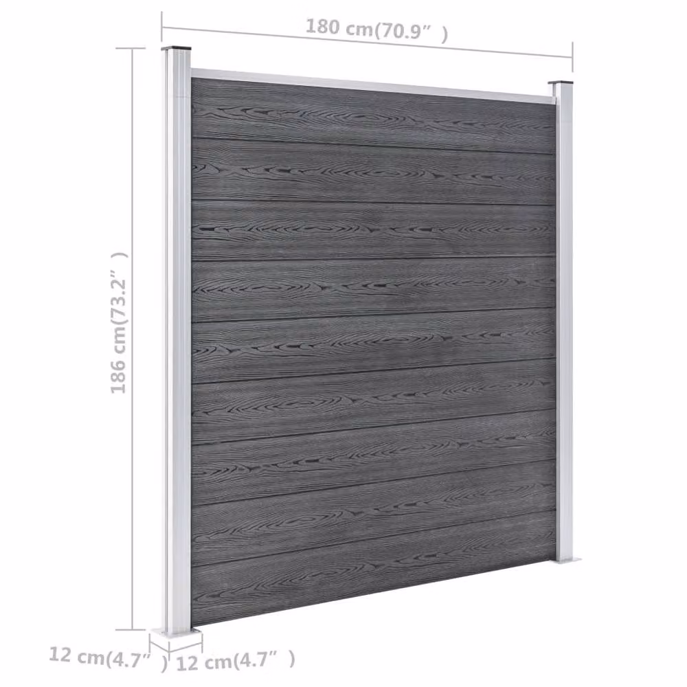 Berkfield Home Durable WPC Garden Fence, Grey, W: 353 cm, H: 186 cm – 5