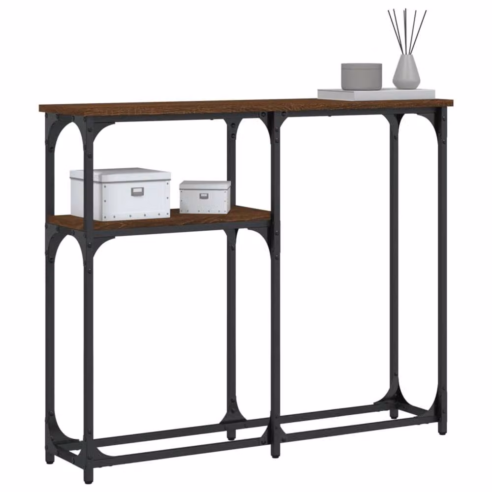 Berkfield Home Industrial Console Table in Brown Oak, W/D/H: 90 x 22.5 x 75 cm – 3