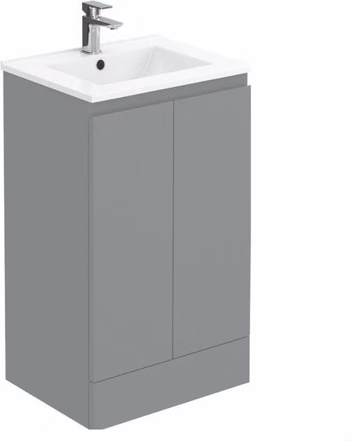 Balterley Matt Grey Freestanding Vanity Basin Unit with Hinged Doors, Width: 50 cm – 1