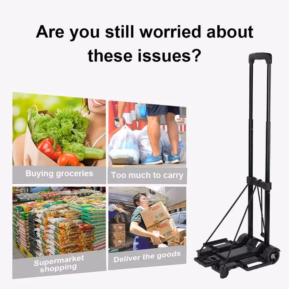 NESTLUNE Heavy Duty Folding Lightweight Hand Sack Trolley Cart in Black, W: 52 cm, H: 1000 cm – 4